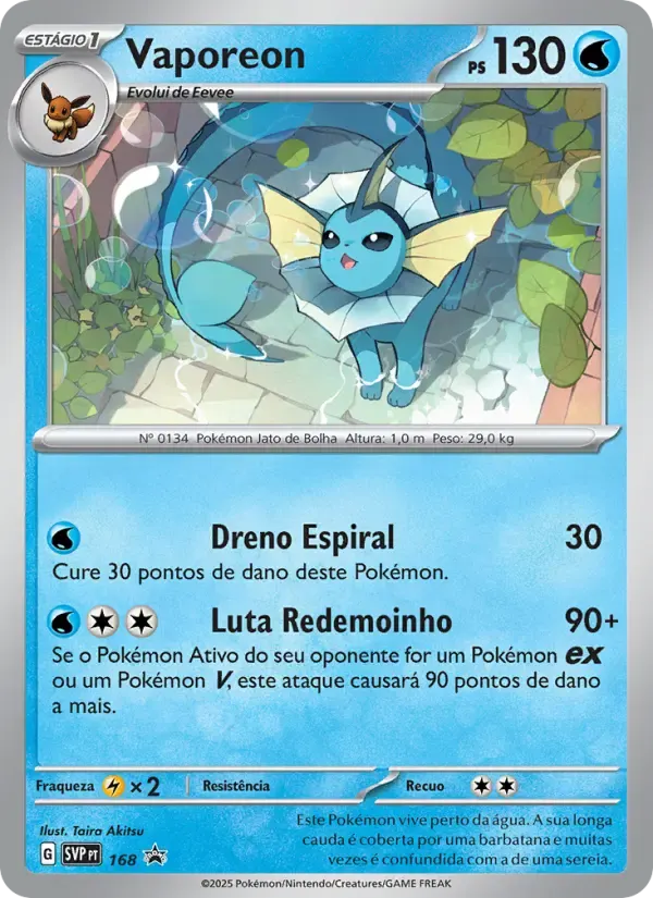 Vaporeon — SVP Black Star Promos 168 Portuguese Pokémon card