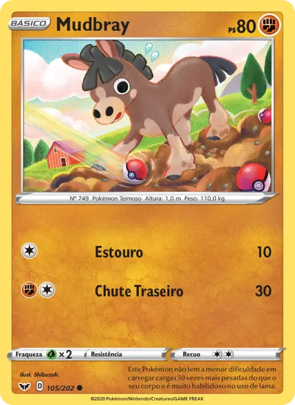 Mudbray — Espada e Escudo 105 Portuguese Pokémon card