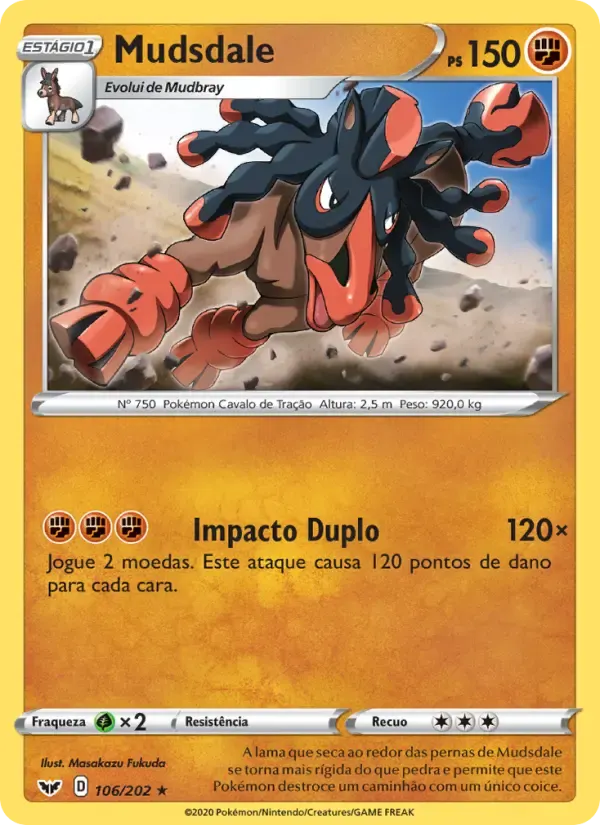 Mudsdale — Espada e Escudo 106 Portuguese Pokémon card