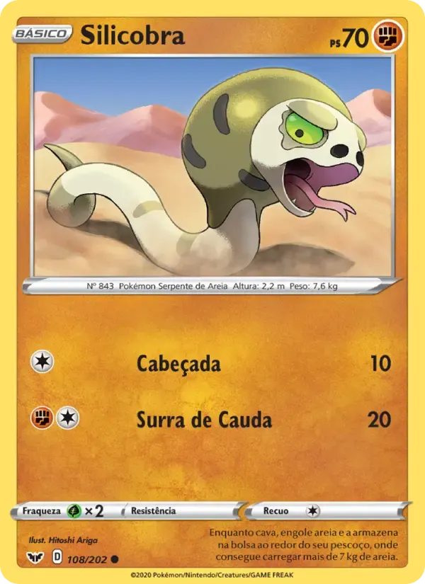 Silicobra — Espada e Escudo 108 Portuguese Pokémon card