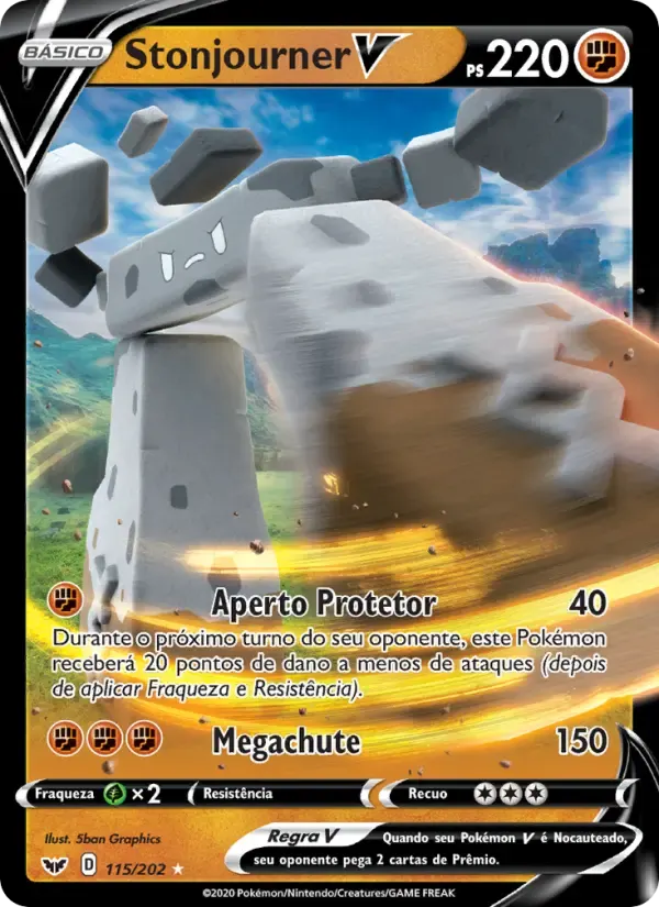 Stonjourner V — Espada e Escudo 115 Portuguese Pokémon card