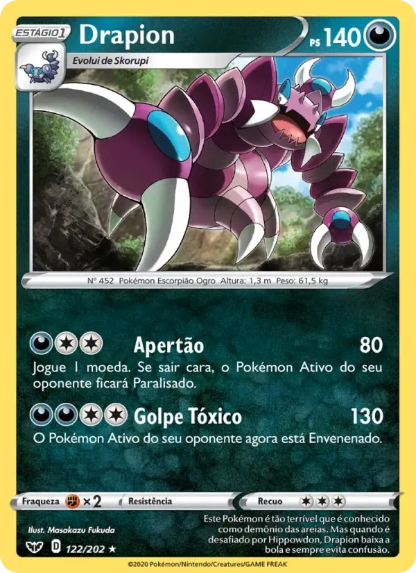 Drapion — Espada e Escudo 122 Portuguese Pokémon card