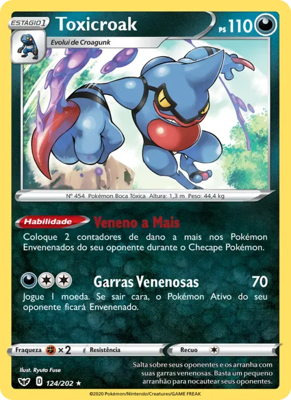 Toxicroak — Espada e Escudo 124 Portuguese Pokémon card