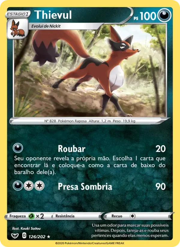 Thievul — Espada e Escudo 126 Portuguese Pokémon card
