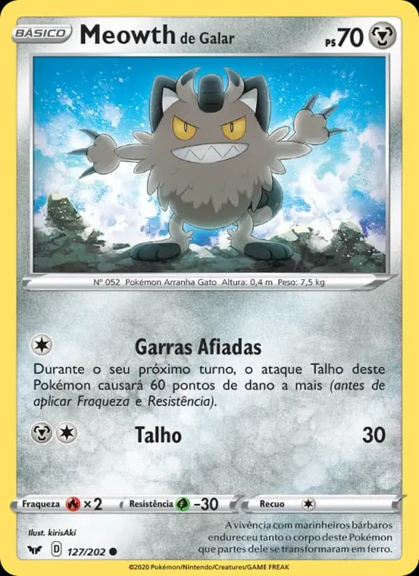 Meowth de Galar — Espada e Escudo 127 Portuguese Pokémon card