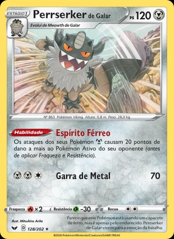 Perrserker de Galar — Espada e Escudo 128 Portuguese Pokémon card
