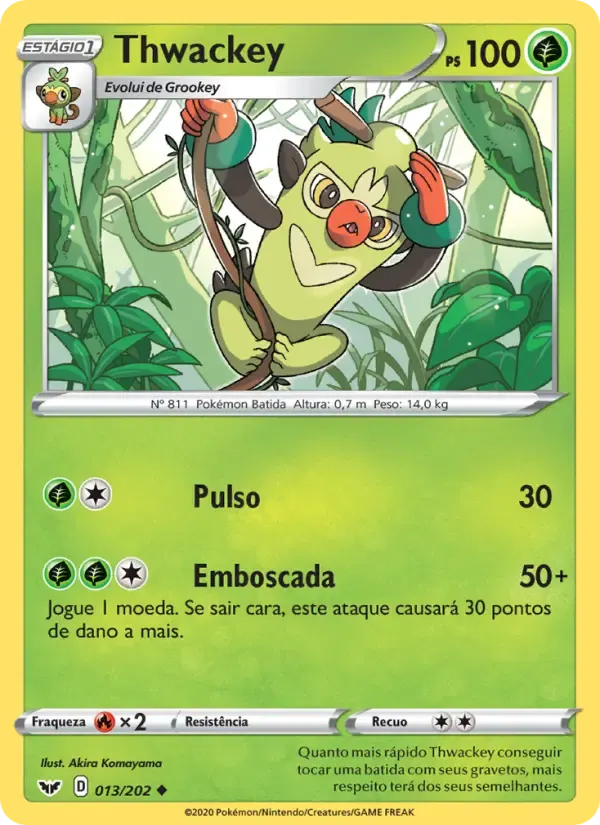Thwackey — Espada e Escudo 13 Portuguese Pokémon card
