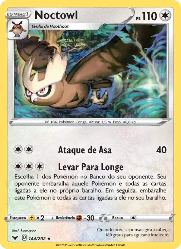 Noctowl — Espada e Escudo 144 Portuguese Pokémon card