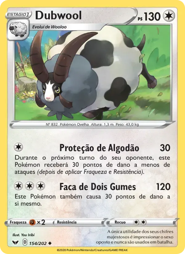 Dubwool — Espada e Escudo 154 Portuguese Pokémon card