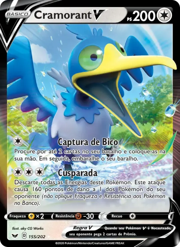 Cramorant V — Espada e Escudo 155 Portuguese Pokémon card