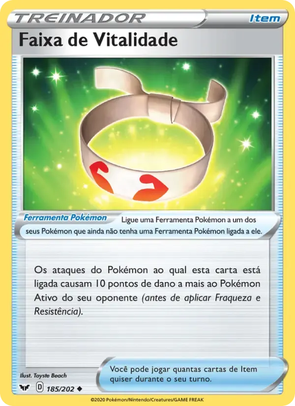 Faixa de Vitalidade — Espada e Escudo 185 Portuguese Pokémon card