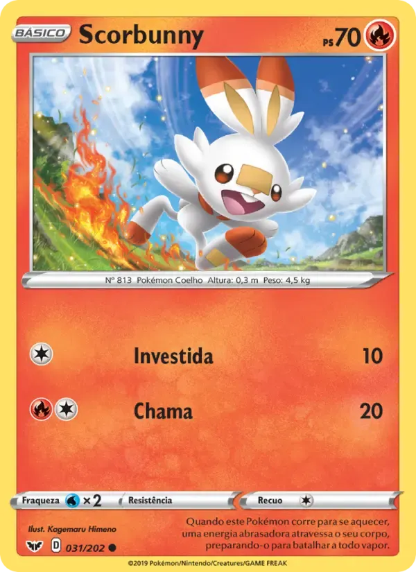 Scorbunny — Espada e Escudo 31 Portuguese Pokémon card