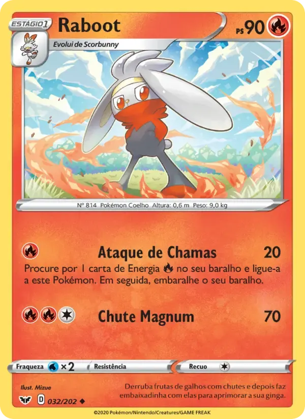 Raboot — Espada e Escudo 32 Portuguese Pokémon card
