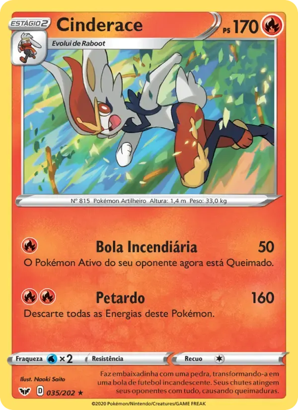 Cinderace — Espada e Escudo 35 Portuguese Pokémon card