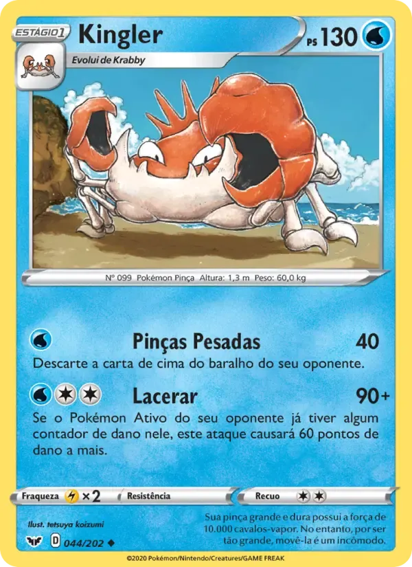Kingler — Espada e Escudo 44 Portuguese Pokémon card