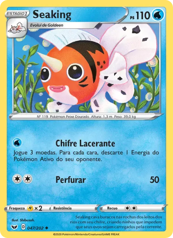 Seaking — Espada e Escudo 47 Portuguese Pokémon card