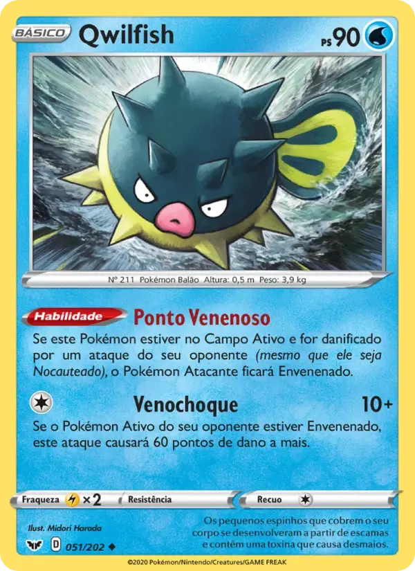 Qwilfish — Espada e Escudo 51 Portuguese Pokémon card