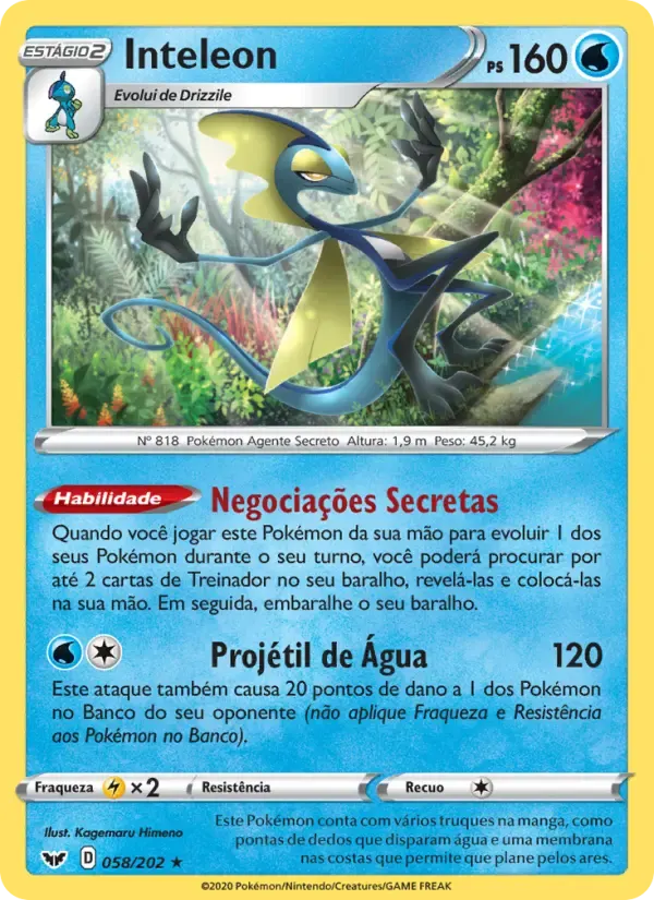 Inteleon — Espada e Escudo 58 Portuguese Pokémon card