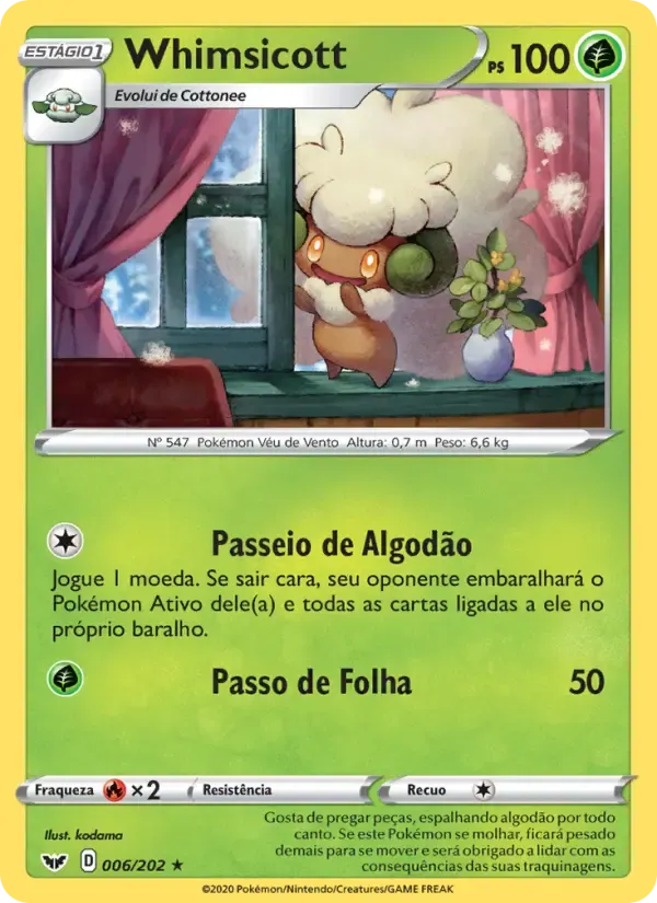 Whimsicott — Espada e Escudo 6 Portuguese Pokémon card