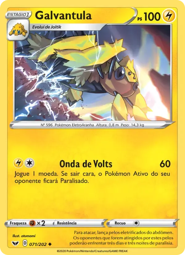 Galvantula — Espada e Escudo 71 Portuguese Pokémon card