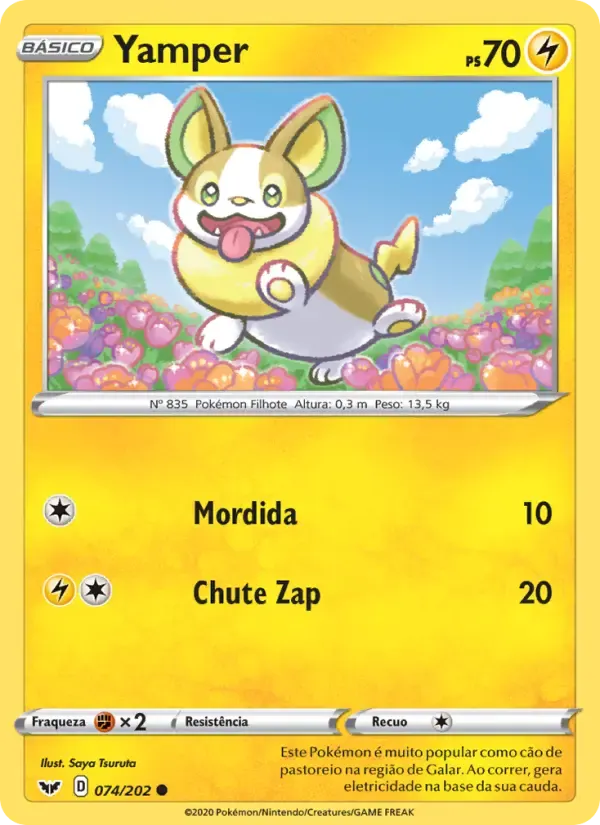 Yamper — Espada e Escudo 74 Portuguese Pokémon card