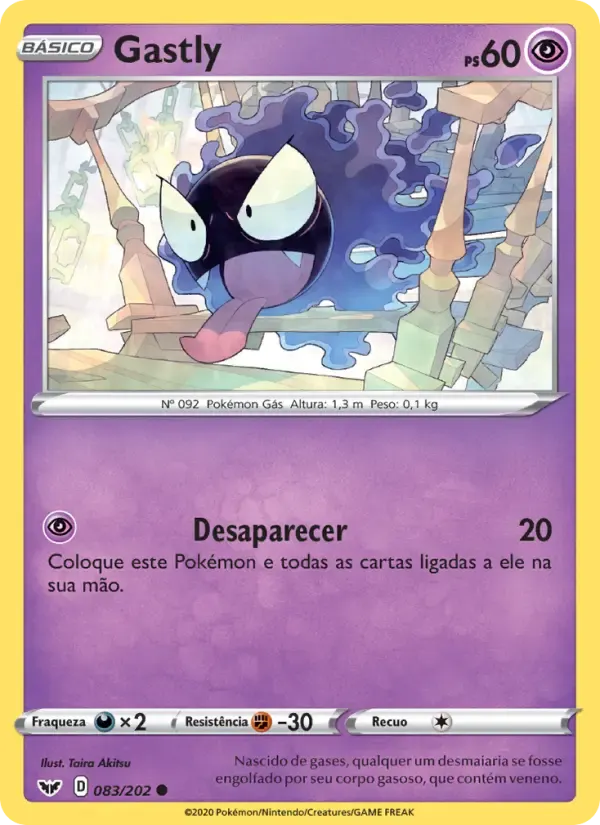 Gastly — Espada e Escudo 83 Portuguese Pokémon card