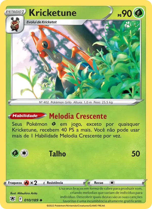 Kricketune — Estrelas Radiantes 10 Portuguese Pokémon card
