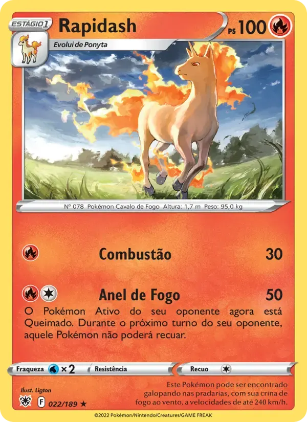 Rapidash — Estrelas Radiantes 22 Portuguese Pokémon card