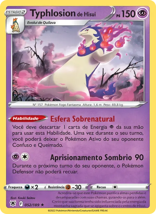 Typhlosion de Hisui — Estrelas Radiantes 52 Portuguese Pokémon card
