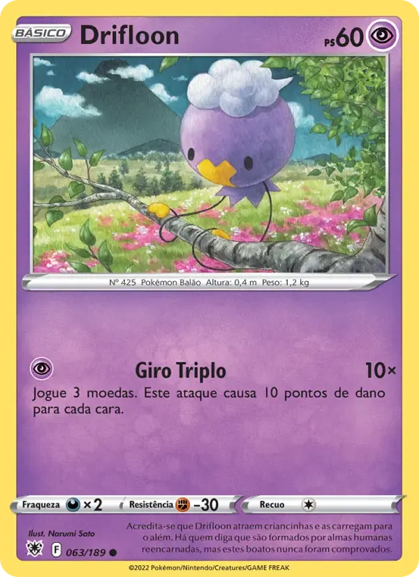 Drifloon — Estrelas Radiantes 63 Portuguese Pokémon card