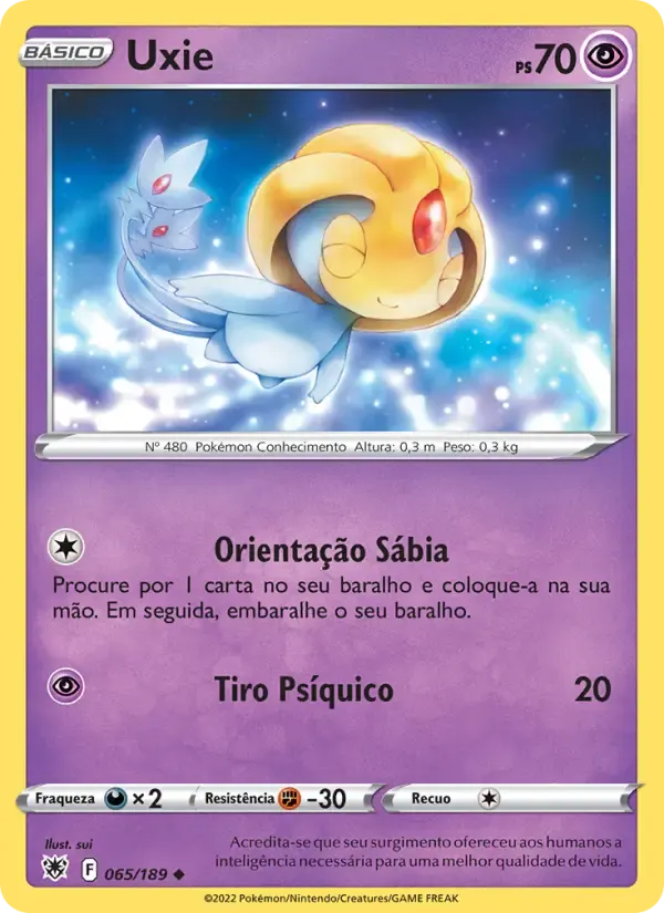 Uxie — Estrelas Radiantes 65 Portuguese Pokémon card