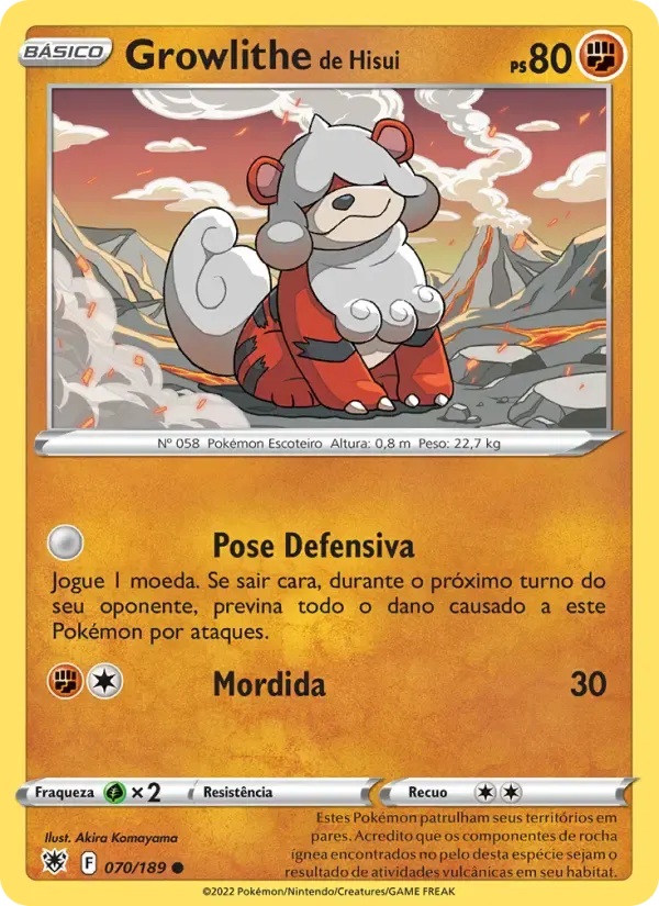 Growlithe de Hisui — Estrelas Radiantes 70 Portuguese Pokémon card