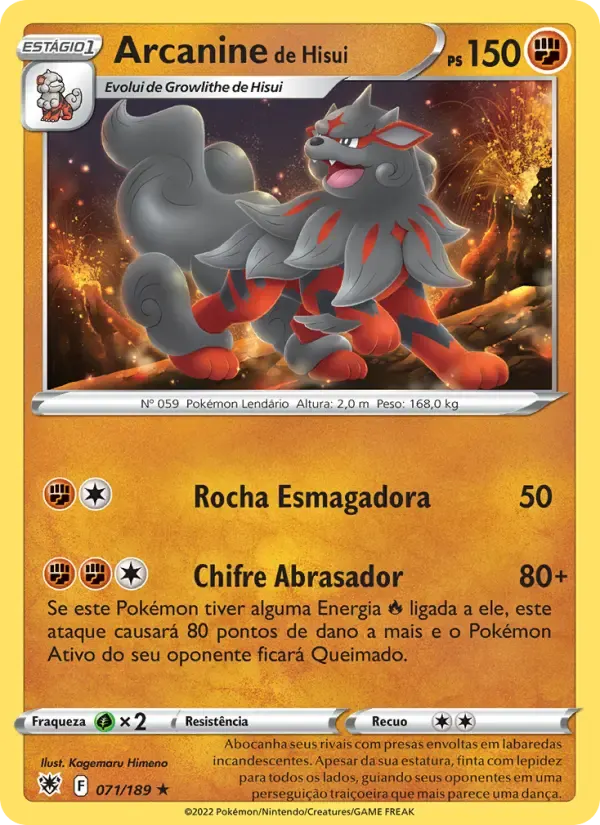 Arcanine de Hisui — Estrelas Radiantes 71 Portuguese Pokémon card