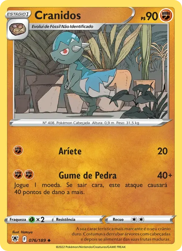 Cranidos — Estrelas Radiantes 76 Portuguese Pokémon card
