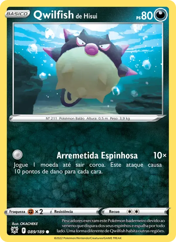 Qwilfish de Hisui — Estrelas Radiantes 89 Portuguese Pokémon card
