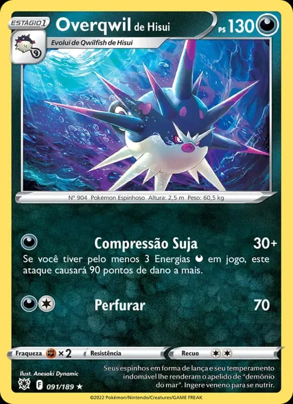 Overqwil de Hisui — Estrelas Radiantes 91 Portuguese Pokémon card