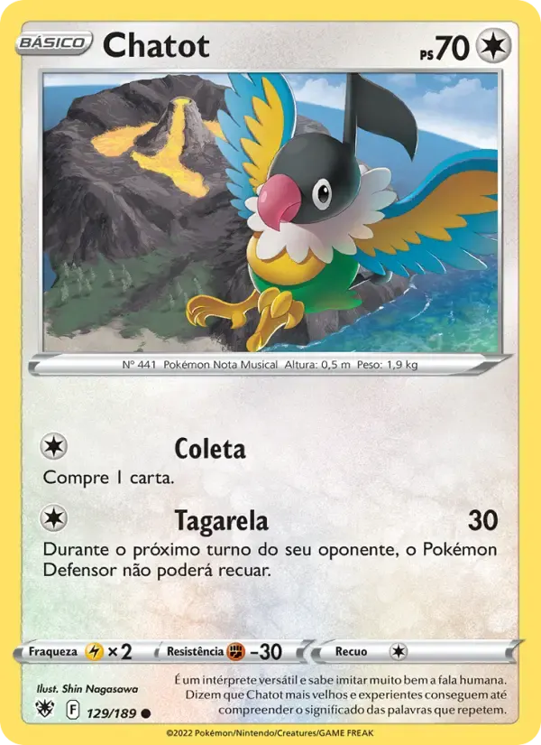 Chatot — Estrelas Radiantes 129 Portuguese Pokémon card
