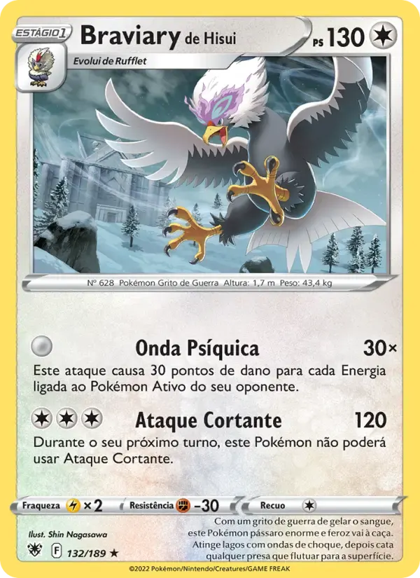 Braviary de Hisui — Estrelas Radiantes 132 Portuguese Pokémon card