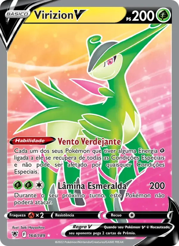 Virizion V — Estrelas Radiantes 164 Portuguese Pokémon card
