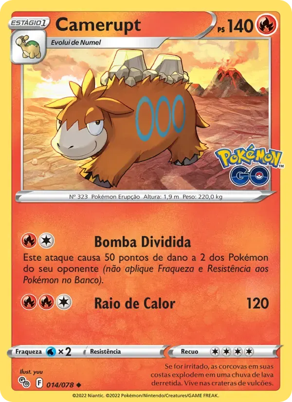 Camerupt — Pokémon GO 14 Portuguese Pokémon card