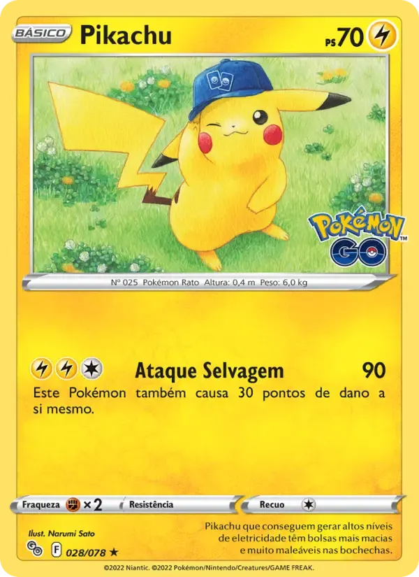 Pikachu — Pokémon GO 28 Portuguese Pokémon card