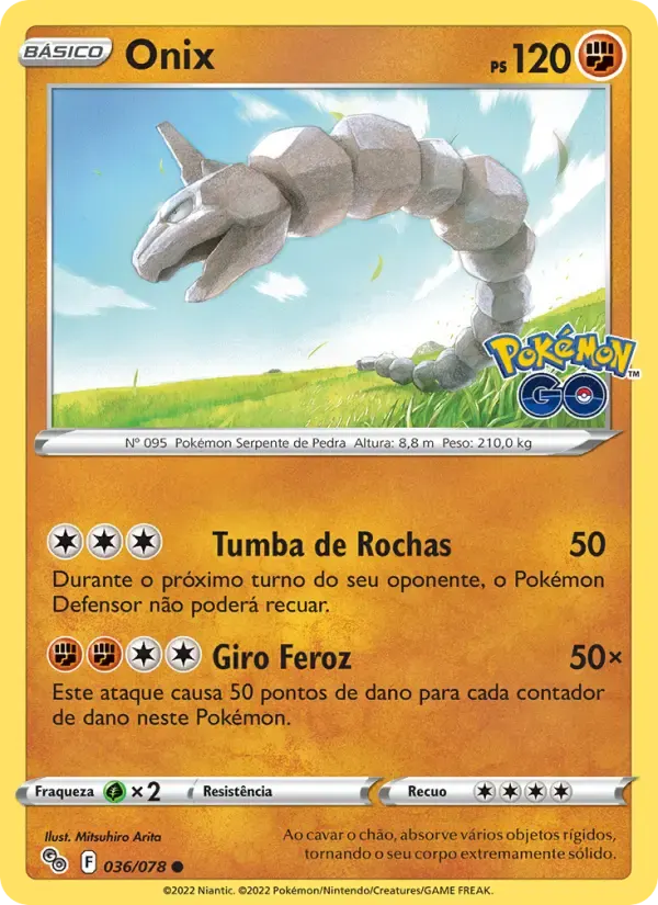 Onix — Pokémon GO 36 Portuguese Pokémon card