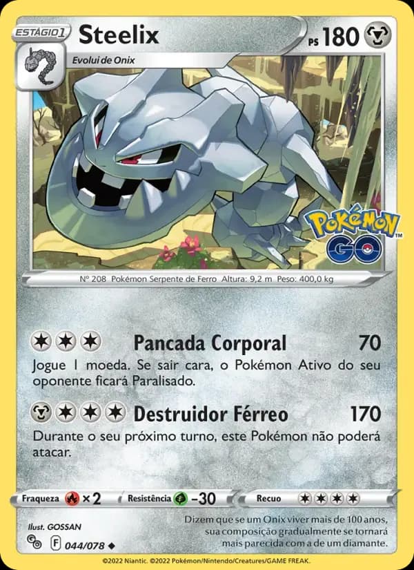 Steelix — Pokémon GO 44 Portuguese Pokémon card