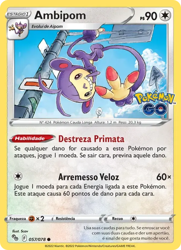 Ambipom — Pokémon GO 57 Portuguese Pokémon card