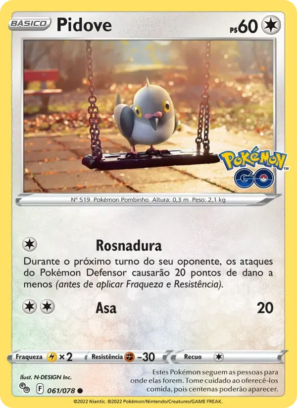 Pidove — Pokémon GO 61 Portuguese Pokémon card