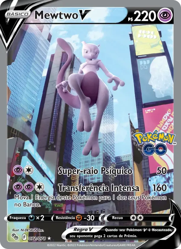 Mewtwo V — Pokémon GO 72 Portuguese Pokémon card