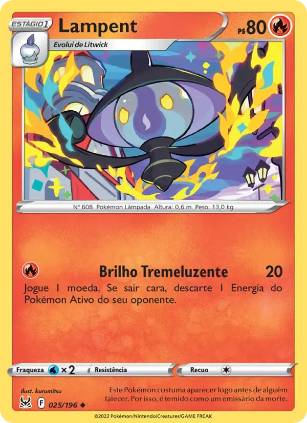 Lampent — Origem Perdida 25 Portuguese Pokémon card