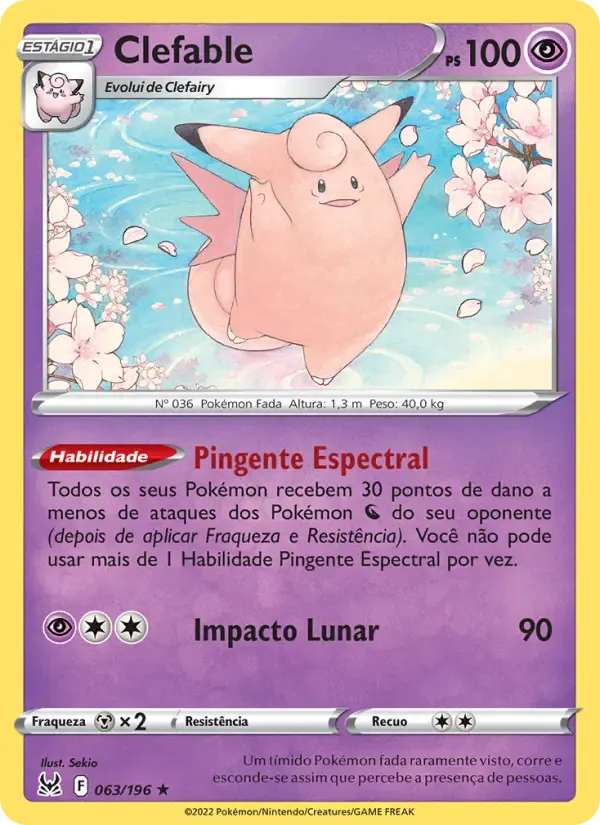 Clefable — Origem Perdida 63 Portuguese Pokémon card