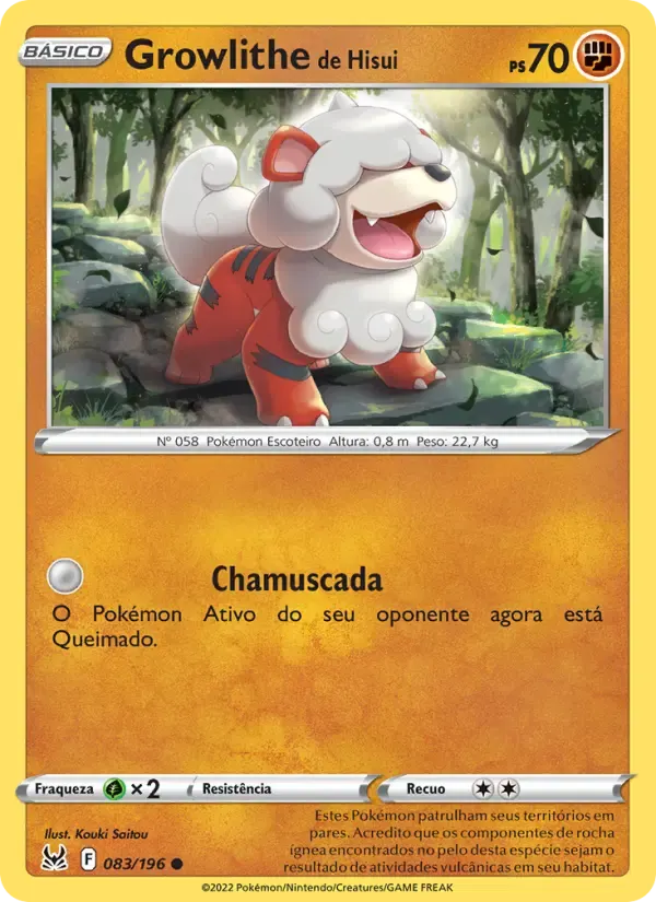 Growlithe de Hisui — Origem Perdida 83 Portuguese Pokémon card