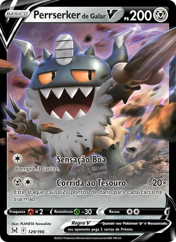 Perrserker de Galar V — Origem Perdida 129 Portuguese Pokémon card